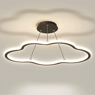 Imagem de Luminária pendente ultrafina em formato de nuvem, luminária linear de metal com cúpula de acrílico, lustre para quarto infantil, luminárias de suspensão LED modernas - 3 modos de cor, luminá
