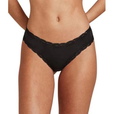 Imagem de Calcinha Tanga Brasileira Cós e Cavas Renda Respirável Hope, Preto, M
