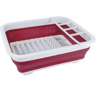 Imagem de Escorredor De Pratos Euro Home Retrátil Polipropileno, Vermelho