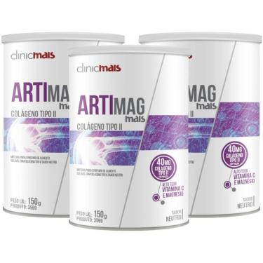 Imagem de Colágeno Artimag Tipo Ii 40 Mg Porção Em Pó 150G Kit Com 3