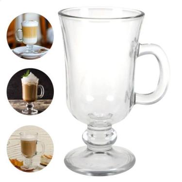 Imagem de Xícara Caneca Vidro Alta Capuccino Chocolate Café Latte Chá Grande 230