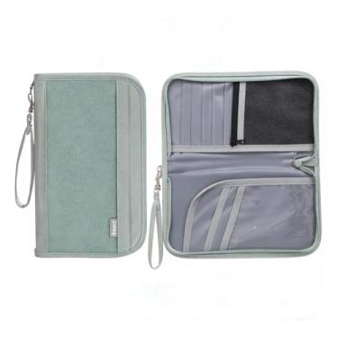 Imagem de Porta-passaporte para viagem, carteira com bloqueio de RFID, impermeável, cartões de crédito, organizador de bilhetes de voo, Verde, Porta-passaporte