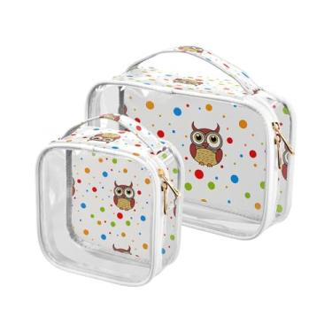 Imagem de xigua Bolsa de maquiagem de corujas fofas para mulheres, bolsa de cosméticos de viagem, bolsa de higiene portátil à prova d'água para viagens, férias, organização de banheiro