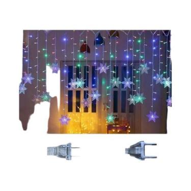 Imagem de Luzes De Natal Em Forma De Flocos De Neve, Luzes De Fada Piscantes Par