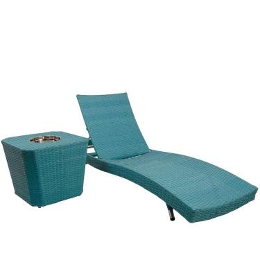 Imagem de Espreguiçadeira Com Mesa, 6 Regulagens Azul Turquesa