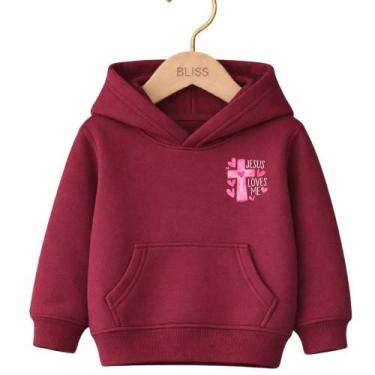 Imagem de Moletom Canguru Infantil Estampa Jesus Loves Me 1015 Conforto Térmico 