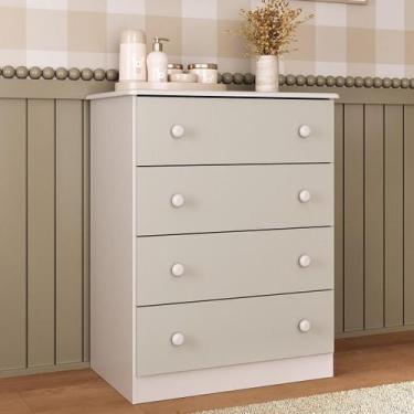 Imagem de Cômoda Infantil 65cm com 4 Gavetas Encanto Multimóveis MP4427, Branco/