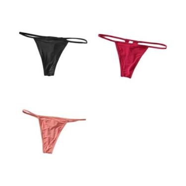 Imagem de Conjunto De 3 Calcinhas G-string De Algodão Com Cintura Baixa Para Mul