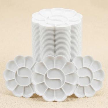 Imagem de Kit 30 Paletas Godê Flor De Plástico Branco 12 Cavidades Yin's Paper R