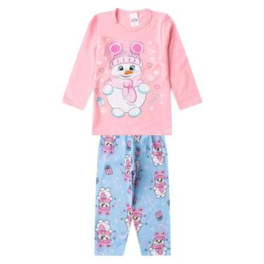 Imagem de Pijama Menina Manga Longa Meia Malha Select Rosa, 8, Rosa