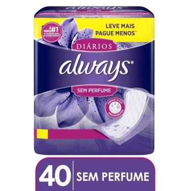 Imagem de Protetor Diário Always Sem Perfume Leve Mais Pague Menos - 40 unidades