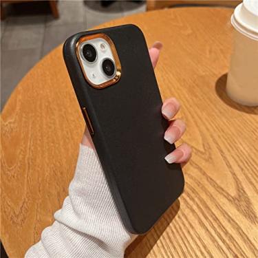 Imagem de Capa de couro sólido original para iPhone 13 12 Mini 11 Pro Max X XR XS 7 8 Plus SE Capa de negócios retrô macia ultrafina à prova de choque, preta, para iPhone 13 Pro