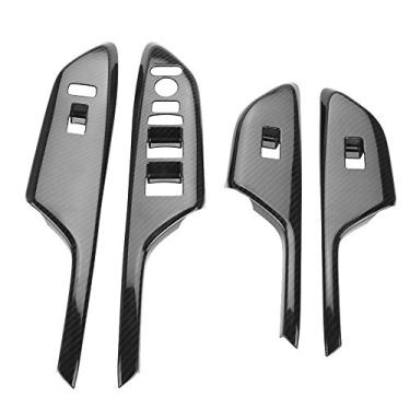Imagem de Guarnição do apoio de braço da maçaneta da porta, 4 peças estilo fibra de carbono acabamento do apoio de braço da maçaneta da porta apto para Honda Civic 2016-2017