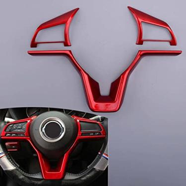 Imagem de MIVLA 3 pçs/conjunto interior do carro guarnição do volante abs vermelho, para nissan rogue sport 2017 2018 2019 acessórios do interior do carro