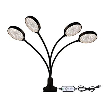 Imagem de Tingpai LED Grow Light Full Spectrum White Light 4/8 / 12H Timer 5 Brightness Leves Clip Planta crescente luz pa plantas de interior Mudas Sunlike ajustável Goosene Plant Lâmpadas USB crescentes