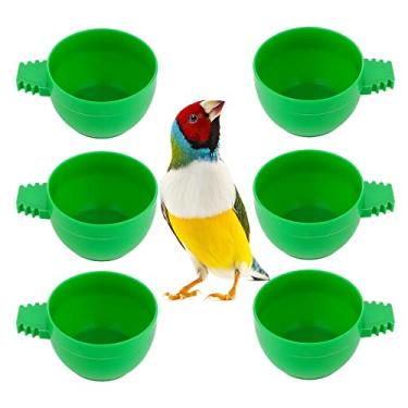 Imagem de 6 peças mini alimentador de plástico para pássaros papagaio tigela de água gaiola areia copo alimentador