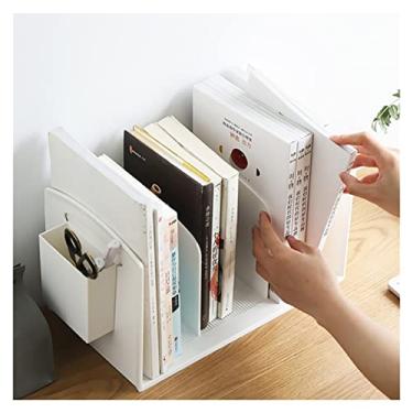 Imagem de KIZQYN Estante de livros de mesa prateleira piso de mesa pequena estante de livros de estudante rack de armazenamento de livros simples estante prateleira de livros (cor: a)