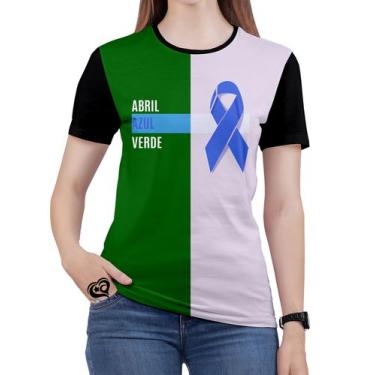 Imagem de Camiseta De Abril Verde E Azul Azul Feminina Blusa - Alemark