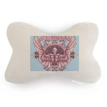 Imagem de DIYthinker Graffiti Street Skull Angle Clock Pattern Car Trim Decoração de pescoço Almofada para encosto de cabeça