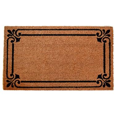 Imagem de Imports Tapete de coco decorativo com revestimento de PVC, borda de moldura, 46 x 76 cm