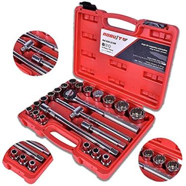 Imagem de Jogo de Soquetes Estriados e Acessórios com Encaixe de 1/2 Pol. com 22 Peças-ROBUST-D26-22AM