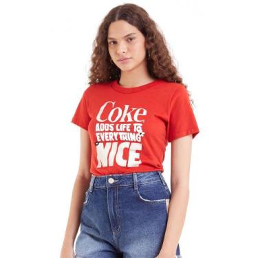 Imagem de Camiseta Coca Cola Estampada In23 Vermelho Feminino