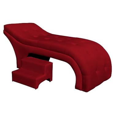 Imagem de Maca Estofada Botonê Para Salão de Beleza Extensão de Cílios 80cm Veludo - Estopar