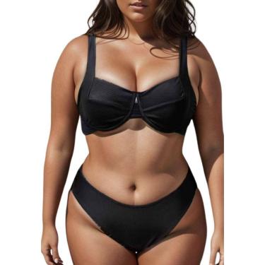 Imagem de Biquíni Aro Sem Bojo Calcinha Fio Duplo Asa Delta Plus Size