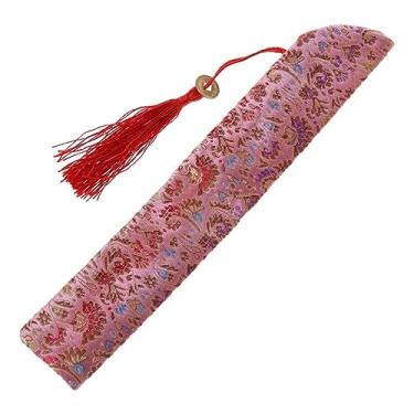Imagem de Leque dobrável japonês Sakura flor bolso ventilador de mão dobrável círculo redondo decoração de festa presente dropshipping acessórios decorativos feitos à mão (cor: PK 23,5 x 4 cm)