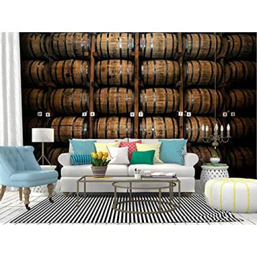 Imagem de RECETHROWS Mural de parede pilha de barris de uísque de madeira papel de parede autoadesivo papel de parede grande adesivo de parede removível rolo de filme de vinil papel de prateleira decoração de