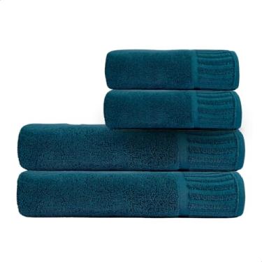 Imagem de Kit Casal Toalhas Macias 2 Banho e 2 Rosto para Banheiro (Esmeralda)
