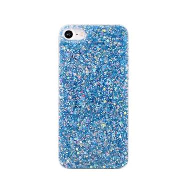 Imagem de Capa macia em pó de silicone para iPhone 14 Plus 13 12 11 Pro Max SE 2 6 6S 7 8 Plus XS Max XR X Capa de telefone com glitter brilhante, azul, para iPhone 6 6S