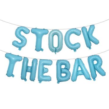 Imagem de STOCK THE BAR Balloons Bannner Multicolor optional Party Decorations Sign (STOCK THE BAR Light Blue)