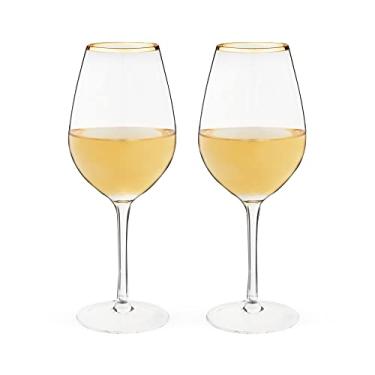 Imagem de Twine Conjunto de taças de vinho douradas, com aro transparente, haste, conjunto de 2, 400 ml