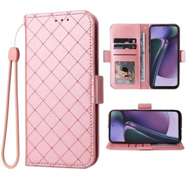 Imagem de Furiet Compatível com Motorola Moto G Stylus 5G 2023 capa carteira e alça de pulso e suporte de cartão flip de couro para celular GStylus G5 feminino rosa