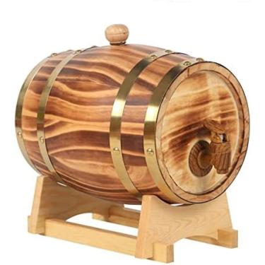 Imagem de Capacidade 1,5l/3l/5l/10l/20l/25l/30l/50l madeira de carvalho, barril de vinho de madeira, feito à mão usando carvalho, para cerveja, uísque, rum, 50l