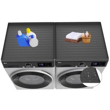 Imagem de 2 peças de tapetes de cobertura de lavadora e secadora de roupas de 50 x 40 cm, protetor de silicone antiderrapante, tapete de borracha impermeável para máquina de lavar e secar (cinza escuro)