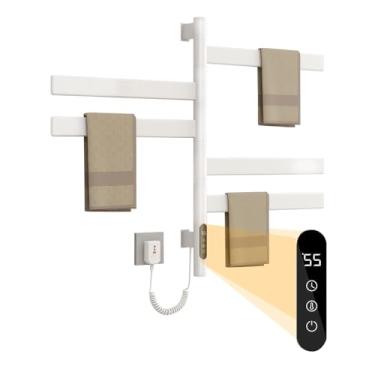 Imagem de Secador de toalhas eletrico, Aquecedor de toalhas térmico, Toalheiro termico 220v/110v, Rotação de 180° (Branco)
