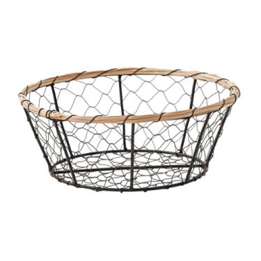 Imagem de Bothyi Cesta de pão de ovo Suporte de frutas Tigela de servir Cesta de armazenamento de arame multiuso Cesta de frutas e vegetais para mesa de jantar Frutas, Round L