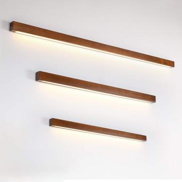 Imagem de Lâmpada de parede longa arandela LED tira de madeira acrílica barra de luz espelho iluminação interna tubo de ripa regulável lustre de teto para armário banheiro armário cozinha maquiagem qu