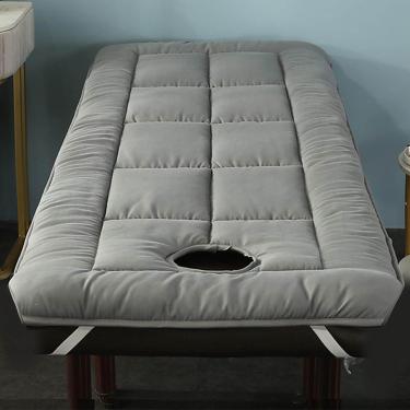Imagem de Almofada de mesa de massagem spa, colchão de cama de salão de beleza com furo facial, capa de cama para cílios com cabeça quadrada/redonda/trapezoidal, com faixa elástica, para salão de bele