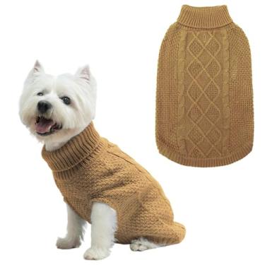 Imagem de Suéter para cães Mihachi – Roupas de inverno clássicas de malha para inverno frio, bege, P
