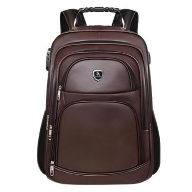 Imagem de Mochila Notebook Grande Couro Masculina Urbana 60l Impermeável - PinkM