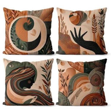 Imagem de Kit 4 Capas De Almofadas Decorativas 45x45 - Terroso Mulher - kombigod