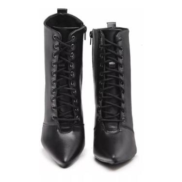 Imagem de Bota Feminina Preta Bico Fino Salto Alto - Rizzicomercio, Preto, 37