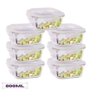 Imagem de Conjunto 7 Potes Quadrado Mantimentos Vidro 800 ml - Quality house
