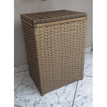 Imagem de Cesto de Roupa Fibra Sintética Tipo Vime Junco 45 Litros 40x25x55 - ar