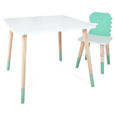 Imagem de Kit Mesa e Cadeira Infantil Dinossauro - Eita Casa Perfeita, Verde Cla