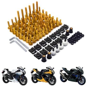 Imagem de AnXin Kit de parafusos de carenagem de motocicleta 116 peças de parafusos de carroçaria de motocicleta kit de porcas CNC universal para GSXR600 GSXR750 SV650 GSXS750 GSX8S ouro