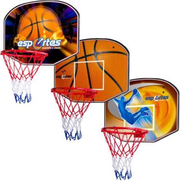 Imagem de Cesta De Basquete Infantil Tabela Com Aro E Rede Resistente - UNITOYS